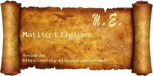 Matity Eligiusz névjegykártya